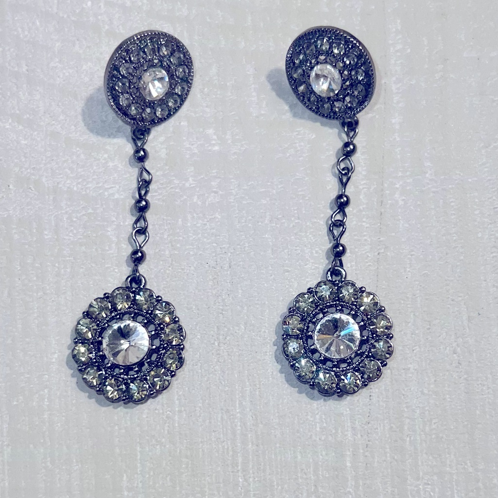 Grey Disc Earrings With Chain 24$